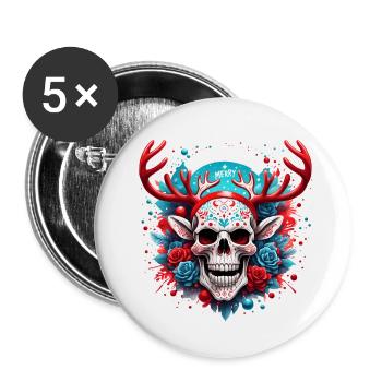 MERRY CHRISTMAS - Lot de 5 petits badges (25 mm) - blanc - Devant