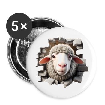 Sheep Head in Hole 2 - Buttons small 1''/25 mm (5-pack) - white - Front