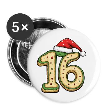 16 Number Christmas Cookie - Buttons small 1''/25 mm (5-pack) - white - Front
