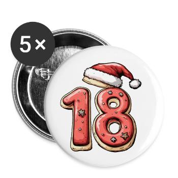 Biscuit de Noël à 18 chiffres - Lot de 5 petits badges (25 mm) - blanc - Devant