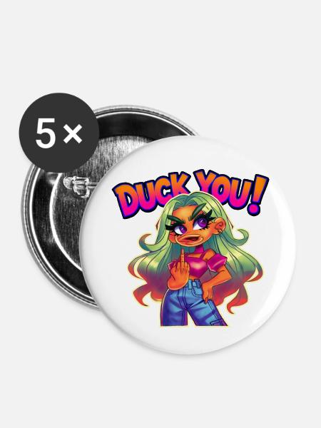 Duck dich!! - Buttons klein 25 mm (5er Pack) - Weiß
