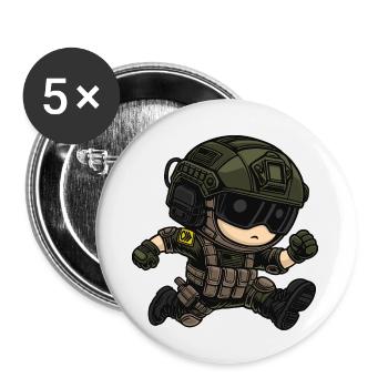 kleiner süsser rennender soldat - Buttons klein 25 mm (5er Pack) - Weiß - Vorne