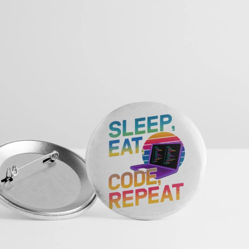 Sleep Eat Code Repeat Gift pour Coder Lot de 5 petits badges (25 mm)