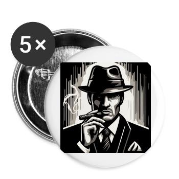 Mysteriöser Mann mit Zigarre - Buttons klein 25 mm (5er Pack) - Weiß - Vorne