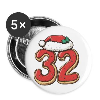 Biscuit de Noël à 32 chiffres - Lot de 5 petits badges (25 mm) - blanc - Devant