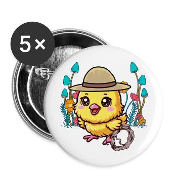 animaux mignons poussin wild west enfants enfant - Lot de 5 petits badges (25 mm) - blanc - Devant