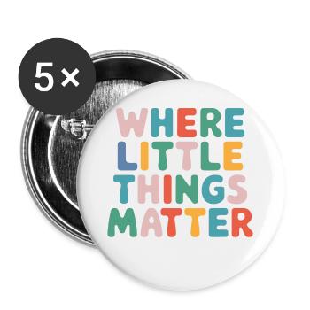 Care with heart and passion - Buttons small 1''/25 mm (5-pack) - white - Front