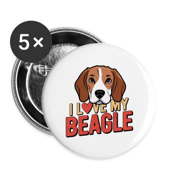 I Love My Beagle - Dog Fan Dog Lover Dog - Lot de 5 petits badges (25 mm) - blanc - Devant