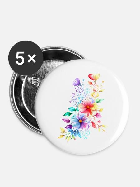 Regenbogen Bouquet - Buttons klein 25 mm (5er Pack) - Weiß