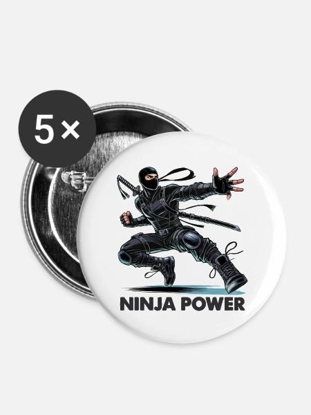 Ninja Power - Buttons klein 25 mm (5er Pack) - Weiß