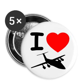 Flugzeug - Buttons klein 25 mm (5er Pack) - Weiß - Vorne