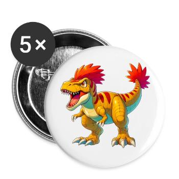 Dinosaure - Lot de 5 petits badges (25 mm) - blanc - Devant