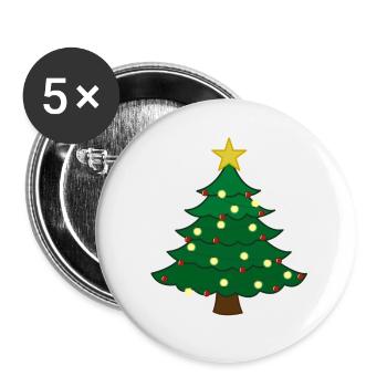 Joyeux sapin de Noël - Lot de 5 petits badges (25 mm) - blanc - Devant