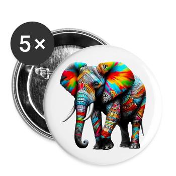 Elephant - Buttons small 1''/25 mm (5-pack) - white - Front