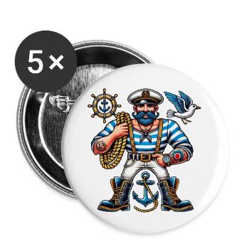 Matrose Seemann Comic - Buttons klein 25 mm (5er Pack) - Weiß - Vorne
