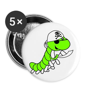 Raupe Böse Piraten Matrose Mütze Lustig Süß Comic - Buttons klein 25 mm (5er Pack) - Weiß - Vorne