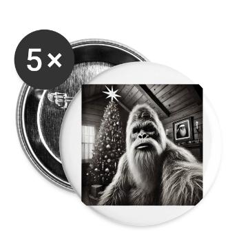 Funny Bigfoot Sasquatch Christmas - Buttons small 1''/25 mm (5-pack) - white - Front