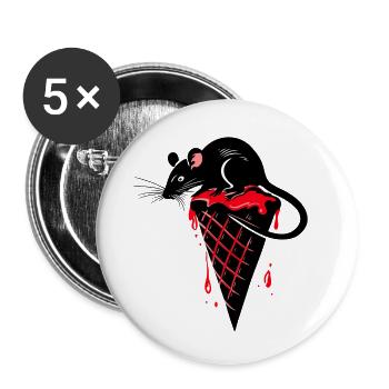 Rat on – Street Art Tattoo Style - Buttons small 1''/25 mm (5-pack) - white - Front