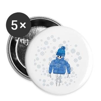 Viel zu kaltes Skelett - Buttons klein 25 mm (5er Pack) - Weiß - Vorne