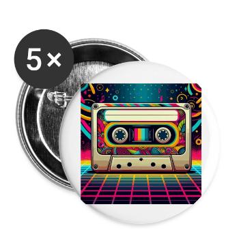 Retro-Kassetten-Vibes - Buttons klein 25 mm (5er Pack) - Weiß - Vorne
