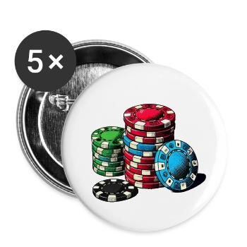 Poker - Lot de 5 petits badges (25 mm) - blanc - Devant