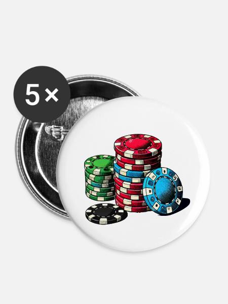 Poker - Buttons klein 25 mm (5er Pack) - Weiß