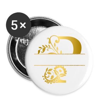 Personalisierter floraler vergoldeter Buchstabe p - Geschenkidee - Buttons klein 25 mm (5er Pack) - Weiß - Vorne