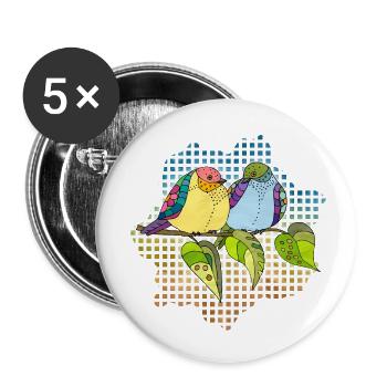 Bunte Vögel - Buttons klein 25 mm (5er Pack) - Weiß - Vorne