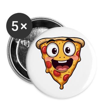 Happy Pizza Face Lustige Kunst - Buttons klein 25 mm (5er Pack) - Weiß - Vorne