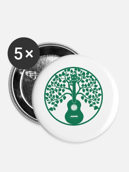 ukulele tree mandala grün - Buttons klein 25 mm (5er Pack) - Weiß