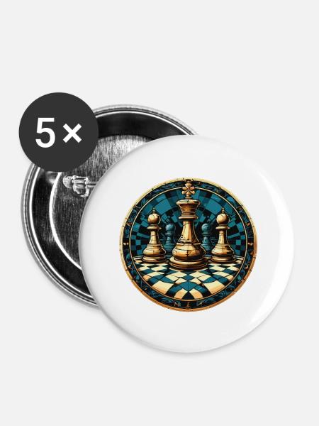 Schach Kreis Brett - Buttons klein 25 mm (5er Pack) - Weiß