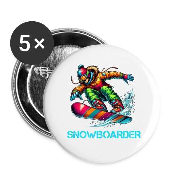 Snowboarder - Buttons klein 25 mm (5er Pack) - Weiß - Vorne