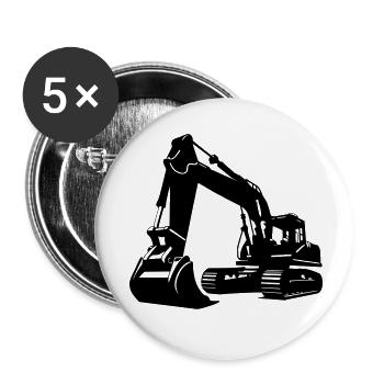 Bagger / excavator - Buttons klein 25 mm (5er Pack) - Weiß - Vorne