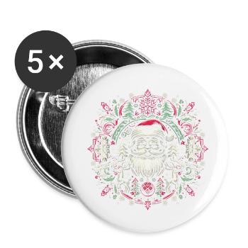 Logo de Noël - Lot de 5 petits badges (25 mm) - blanc - Devant