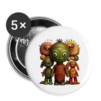 🪆 Poupée Vaudou aux Couleurs de l’Afrique - Lot de 5 petits badges (25 mm) - blanc - Devant