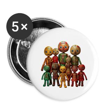 🪆 Poupée Vaudou aux Couleurs de l’Afrique - Lot de 5 petits badges (25 mm) - blanc - Devant
