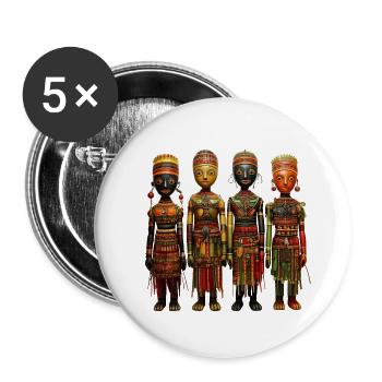 🪆 Poupée Vaudou aux Couleurs de l’Afrique - Lot de 5 petits badges (25 mm) - blanc - Devant