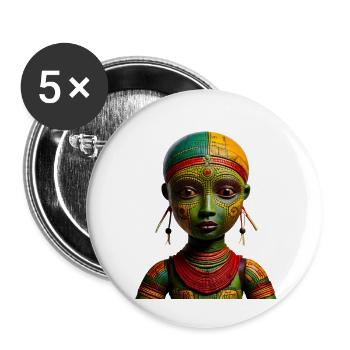 🪆 Poupée Vaudou : L’Essence Mystique de l’Afrique - Lot de 5 petits badges (25 mm) - blanc - Devant