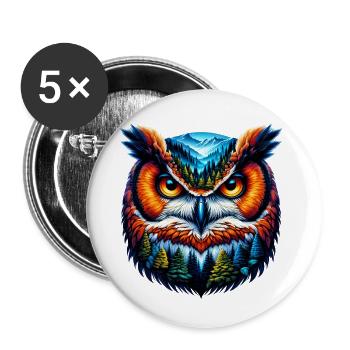 Eule - Buttons klein 25 mm (5er Pack) - Weiß - Vorne