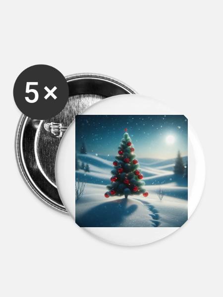 Weihnachtsbaum - Buttons klein 25 mm (5er Pack) - Weiß