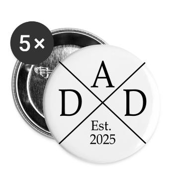 Dad Est 25 - Buttons klein 25 mm (5er Pack) - Weiß - Vorne