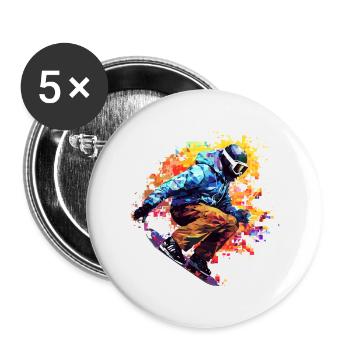 Snowboard Sport Spiel Champion Wettbewerb Zusammenfassung - Buttons klein 25 mm (5er Pack) - Weiß - Vorne