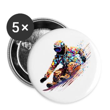 Snowboard Sport Spiel Champion Wettbewerb Zusammenfassung - Buttons klein 25 mm (5er Pack) - Weiß - Vorne