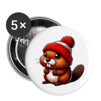 Beaver - Buttons small 1''/25 mm (5-pack) - white - Front