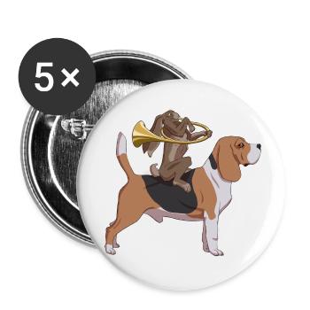 Corne de lièvre de chasse - Lot de 5 petits badges (25 mm) - blanc - Devant