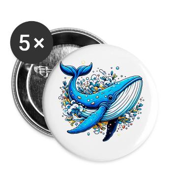 Whale - Buttons small 1''/25 mm (5-pack) - white - Front