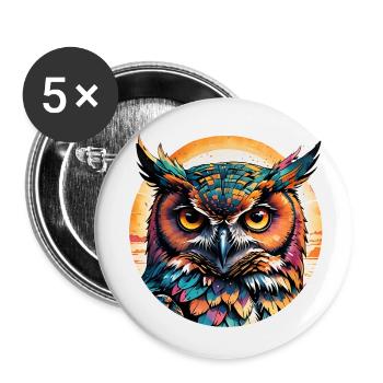 Owl Retrostyle - Buttons small 1''/25 mm (5-pack) - white - Front