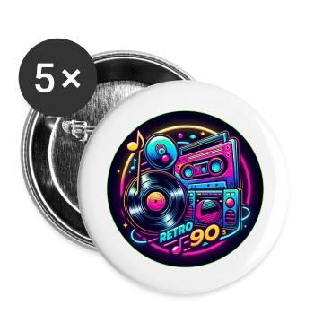 Retro 90s Logo - Buttons small 1''/25 mm (5-pack) - white - Front