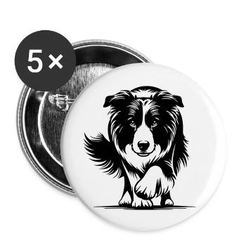 Border Collie - Buttons small 1''/25 mm (5-pack) - white - Front