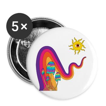 Psychodelic Mushrooms - Buttons klein 25 mm (5er Pack) - Weiß - Vorne